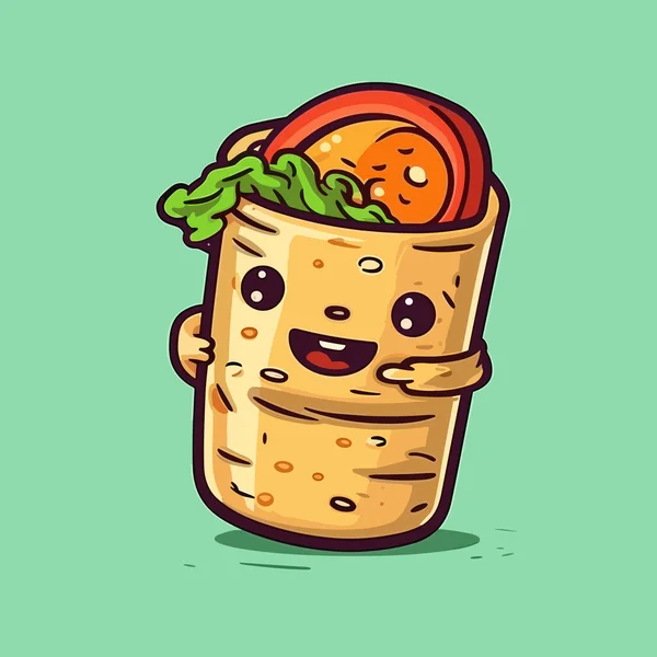 Meksykańskie Burrito Ręcznie Rysowana Ilustracja Burritos Wektor Doodle Styl Kreskówki — Wektor stockowy