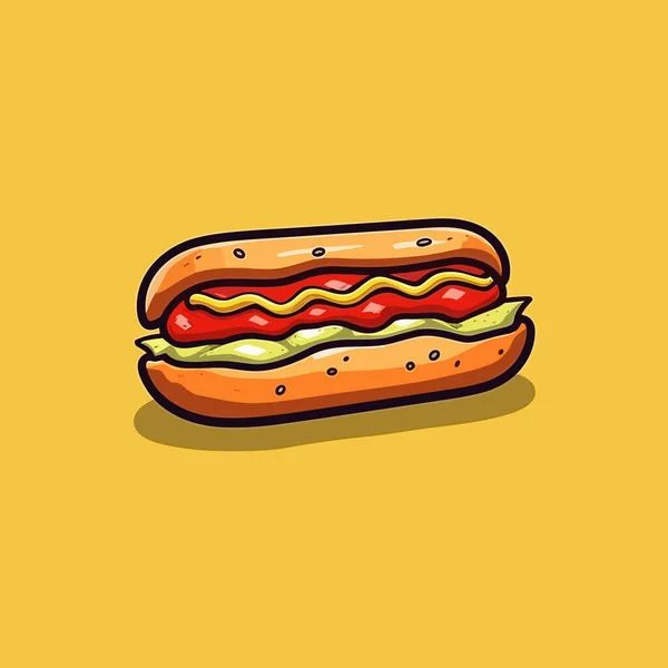 Würstchen Handgezeichnete Hotdog Illustration Zeichentrickfilm Vector Doodle Stil — Stockvektor