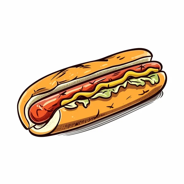 Perro Caliente Hotdog Ilustración Dibujada Mano Vector Doodle Estilo Ilustración — Vector de stock
