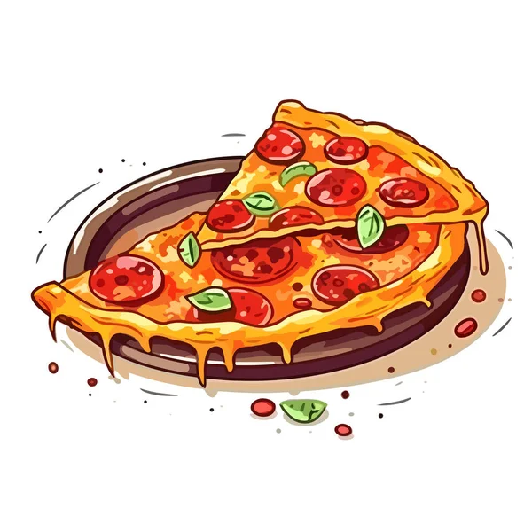 Итальянская Пицца Пицца Ручной Работы Иллюстрации Векторная Иллюстрация Стиле Каракулей — стоковый вектор