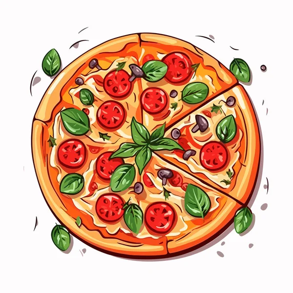 Итальянская Пицца Пицца Ручной Работы Иллюстрации Векторная Иллюстрация Стиле Каракулей — стоковый вектор
