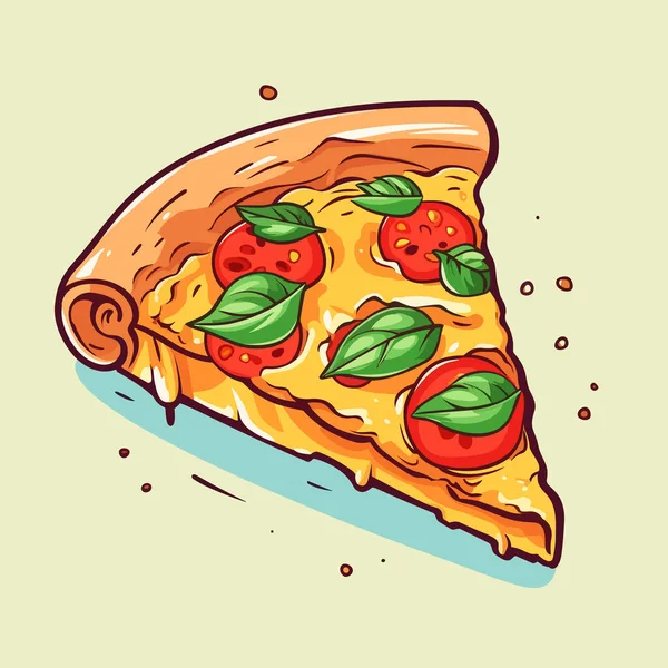Italská Pizza Pizza Ručně Kreslené Ilustrace Vektorové Kreslené Kreslené Ilustrace — Stockový vektor