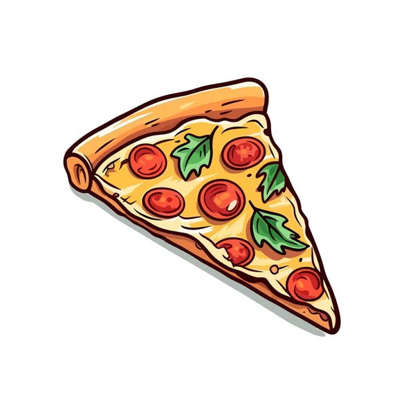 イタリアのピザ ピザの手描きイラスト ベクトルドアスタイルの漫画イラスト — ストックベクタ