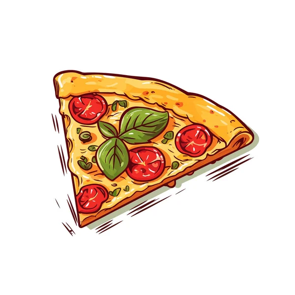 Une Pizza Italienne Pizza Illustration Dessinée Main Illustration Vectorielle Dessin — Image vectorielle