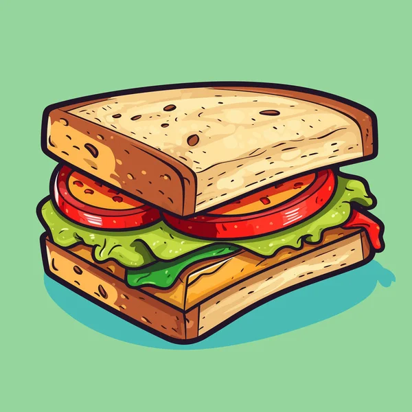 Sanduíche Clube Sandwich Ilustração Desenhada Mão Vector Doodle Estilo Desenho — Vetor de Stock