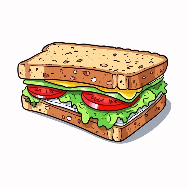 Klubbmacka Sandwich Handritad Illustration Vektor Klotter Stil Tecknad Illustration — Stock vektor