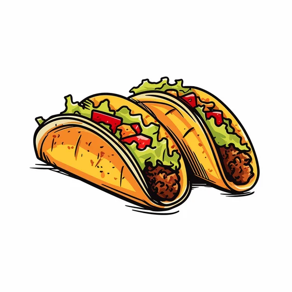 Meksika Takosu Taco Lar Elle Çizilmiş Vektör Karalama Stili Çizgi — Stok Vektör