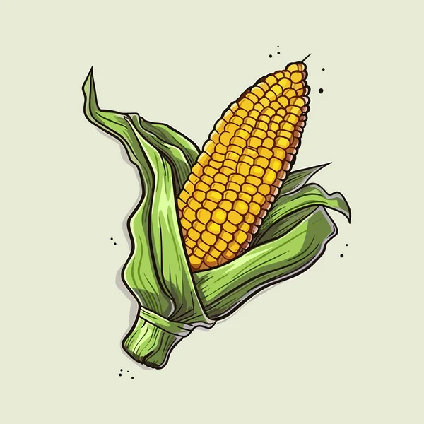 Кукуруза Кукурузная Ручная Иллюстрация Векторная Иллюстрация Стиле Каракулей — стоковый вектор
