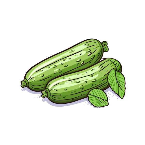 Cucumber Cucumber Ilustração Desenhada Mão Vector Doodle Estilo Desenho Animado — Vetor de Stock