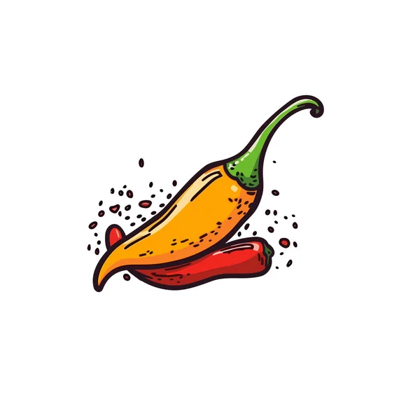 Pimienta Chile Chili Pimienta Ilustración Dibujada Mano Vector Doodle Estilo — Vector de stock