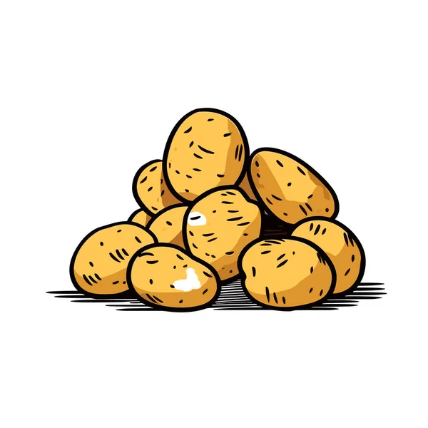 Ziemniaki Ilustracja Ręcznie Rysowanego Ziemniaka Wektor Doodle Styl Kreskówki Ilustracja — Wektor stockowy