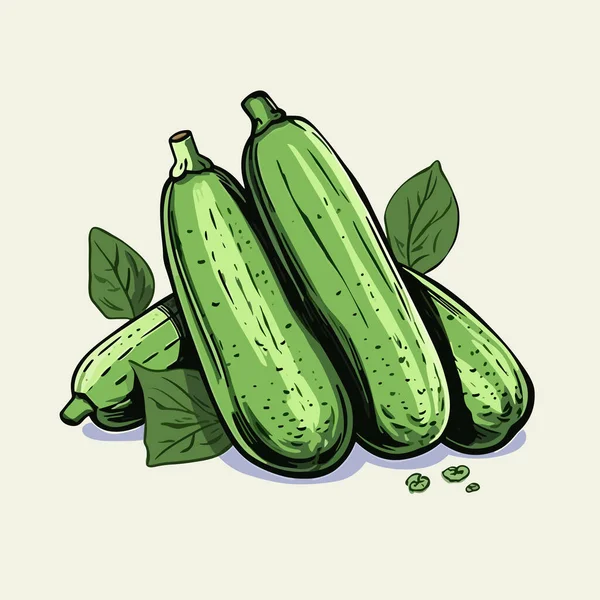 Det Zucchini Zucchini Handritad Illustration Vektor Klotter Stil Tecknad Illustration — Stock vektor