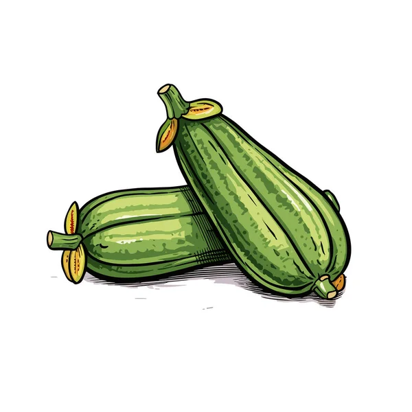 Zucchini Zucchini Handgezeichnete Illustration Zeichentrickfilm Vector Doodle Stil — Stockvektor