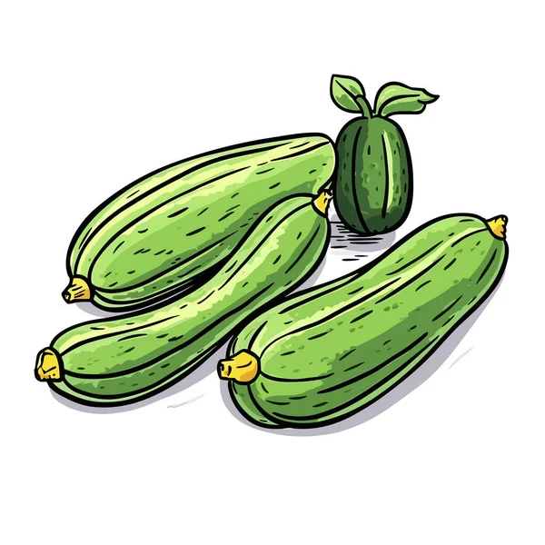 Zucchini Zucchini Ilustração Desenhada Mão Vector Doodle Estilo Desenho Animado — Vetor de Stock