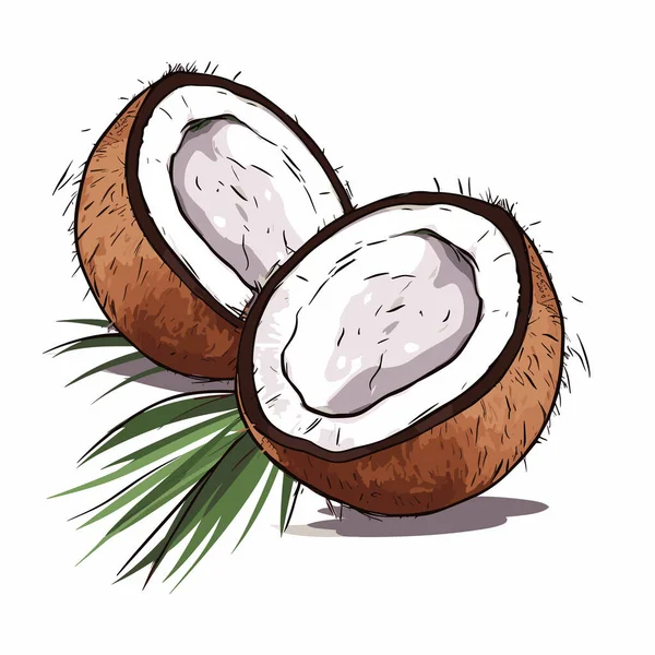 Kokosnoot Kokosnoot Met Hand Getekend Vector Doodle Stijl Cartoon Illustratie — Stockvector