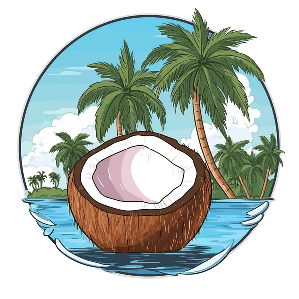 Kokosový Ořech Kokosové Ručně Kreslené Ilustrace Vektorové Kreslené Kreslené Ilustrace — Stockový vektor