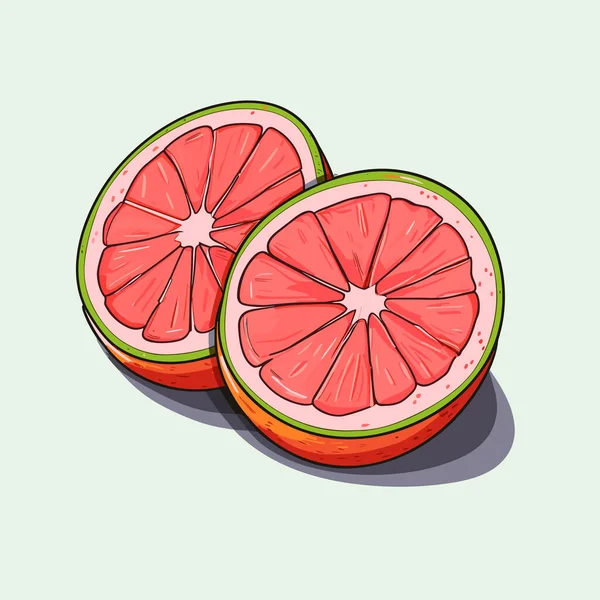 Jeruk Pahit Ilustrasi Gambar Tangan Grapefruit Ilustrasi Kartun Gaya Doodle - Stok Vektor