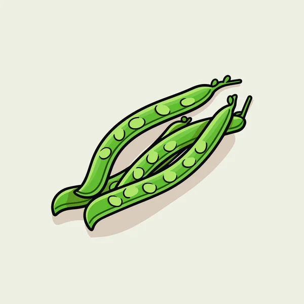 Πράσινα Φασόλια Πράσινα Φασόλια Ζωγραφισμένα Στο Χέρι Εικόνα Εικονογράφηση Στυλ — Διανυσματικό Αρχείο