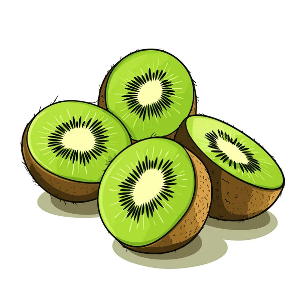 Kiwi Illustration Dessinée Main Par Kiwi Illustration Vectorielle Dessin Animé — Image vectorielle