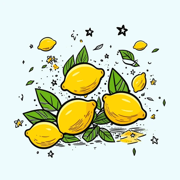 Lemon Illustrazione Disegnata Mano Limone Illustrazione Del Fumetto Stile Doodle — Vettoriale Stock