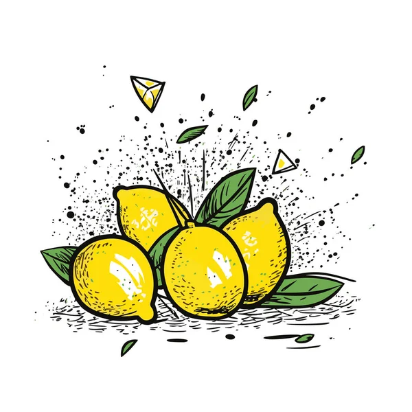 Lemon Ilustrasi Gambar Tangan Lemon Ilustrasi Kartun Gaya Doodle Vektor - Stok Vektor