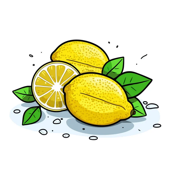 Lemon Ilustrasi Gambar Tangan Lemon Ilustrasi Kartun Gaya Doodle Vektor - Stok Vektor
