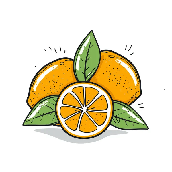 橙子橙色手绘插图 矢量涂鸦风格卡通画 — 图库矢量图片