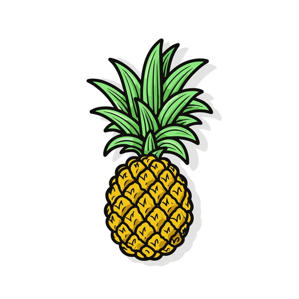 Ananas Ilustracja Ręcznie Narysowanego Ananasa Wektor Doodle Styl Kreskówki Ilustracja — Wektor stockowy