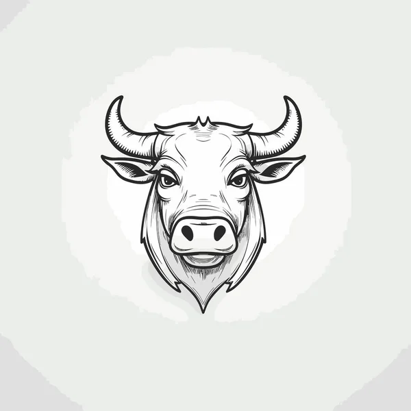 ブルだ 牛の手描きイラスト ベクトルドアスタイルの漫画イラスト — ストックベクタ