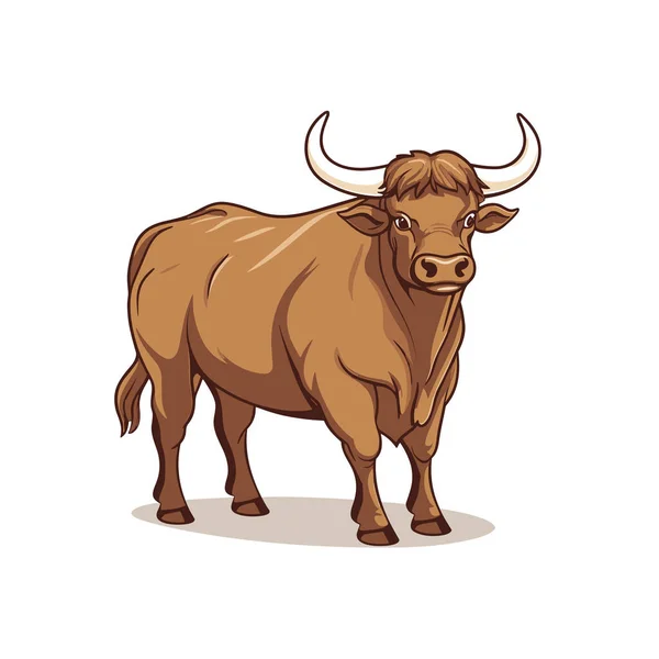 ブルだ 牛の手描きイラスト ベクトルドアスタイルの漫画イラスト — ストックベクタ
