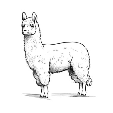 Llama hembra. Llama hembra hand-drawn illustration. Vector doodle style cartoon illustration clipart