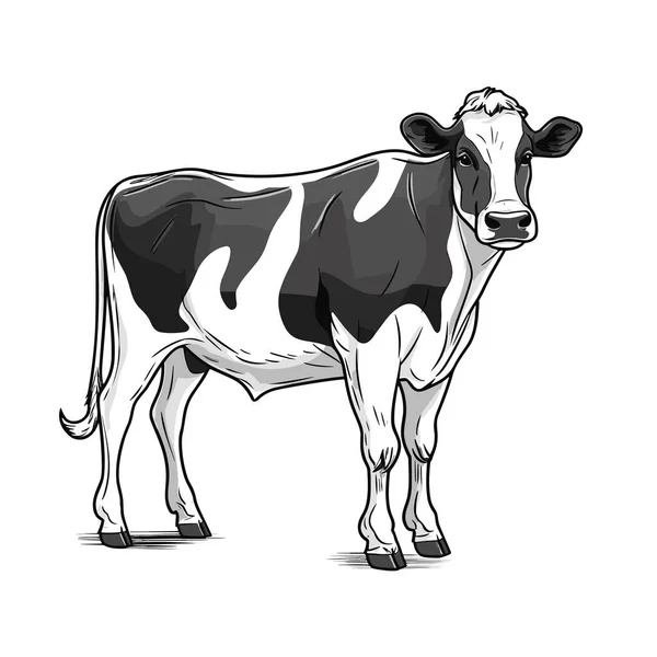 Корова Корова Намальована Ілюстрація Векторний Каракулі Стиль Мультфільм Ілюстрація — стоковий вектор