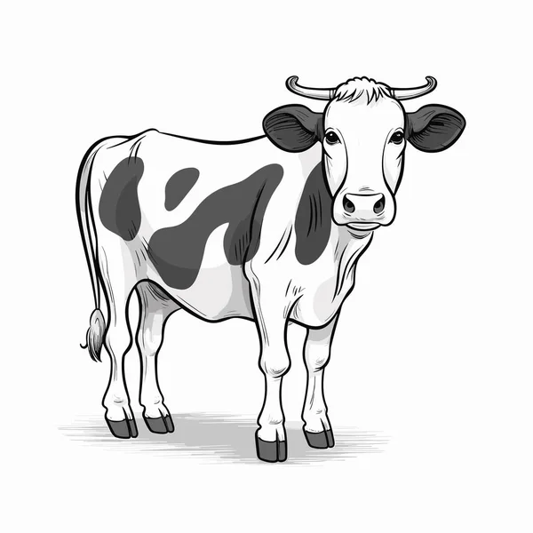 牛の手描きイラスト ベクトルドアスタイルの漫画イラスト — ストックベクタ