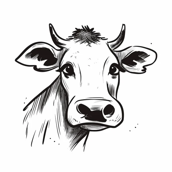 Vaca Ilustración Dibujada Mano Vaca Vector Doodle Estilo Ilustración Dibujos — Vector de stock