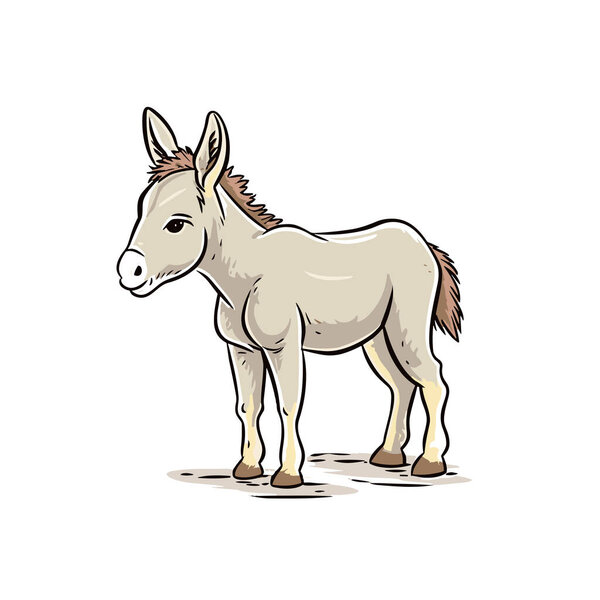 Donkey foal. Donkey foal hand-drawn illustration. Vector doodle style cartoon illustration