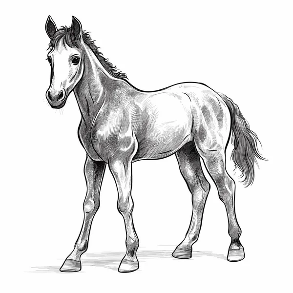 Foal Foal Hand Drawn Illustration Vector Doodle Style Cartoon Illustration — Stock Vector