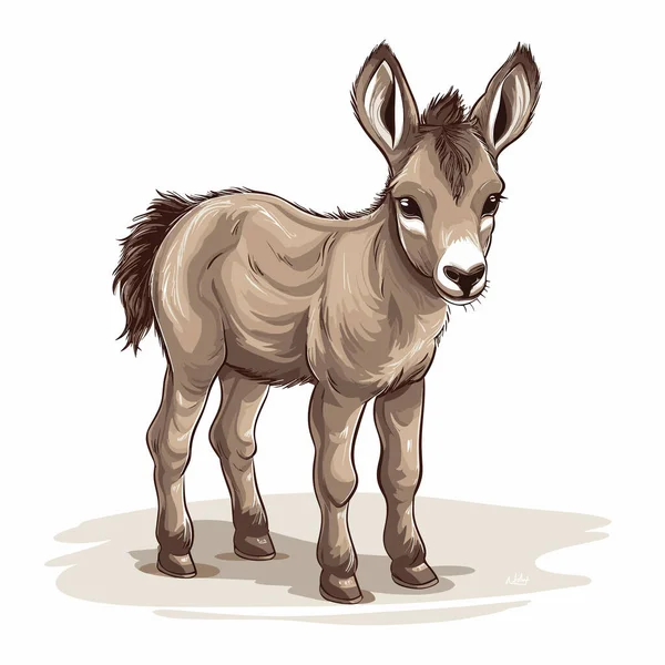 Βοοειδή Γαϊδούρια Donkey Πουλάρι Ζωγραφισμένα Στο Χέρι Εικόνα Εικονογράφηση Στυλ — Διανυσματικό Αρχείο