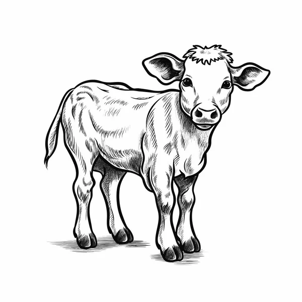 小母牛平法手绘图解 矢量涂鸦风格卡通画 — 图库矢量图片