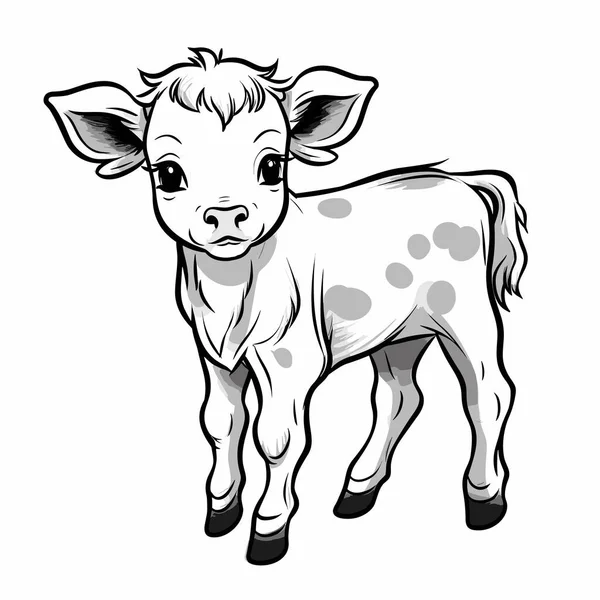 Een Vaars Heifer Met Hand Getekend Illustratie Vector Doodle Stijl — Stockvector