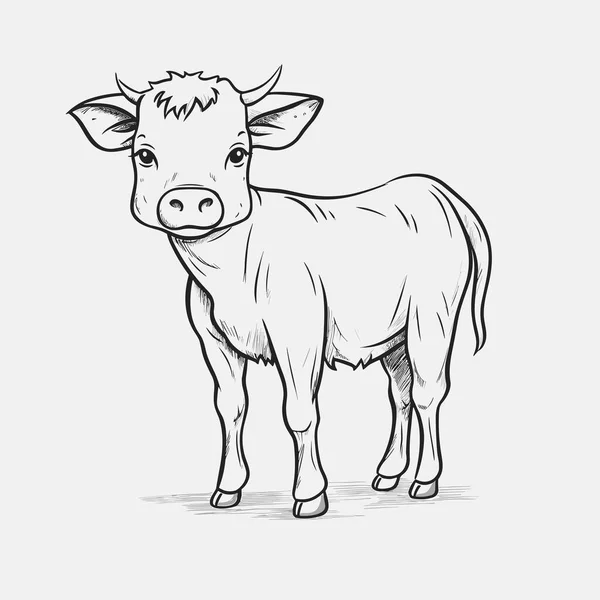 小母牛平法手绘图解 矢量涂鸦风格卡通画 — 图库矢量图片