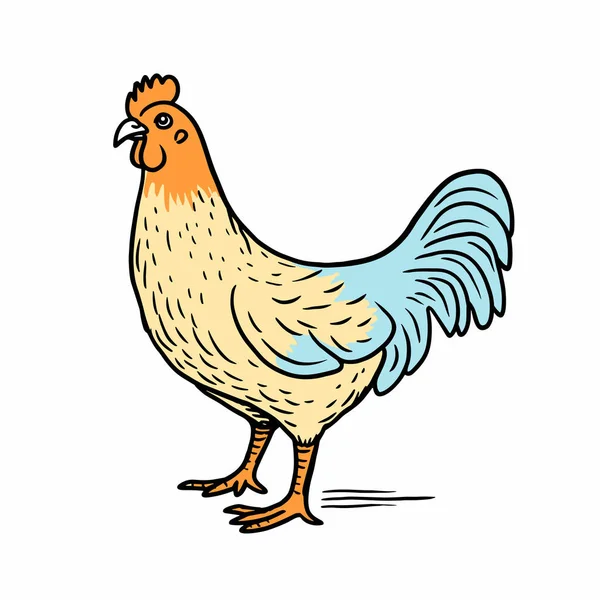Tavuk Elle Çizilmiş Tavuklar Vektör Karalama Stili Çizgi Film Çizimi — Stok Vektör