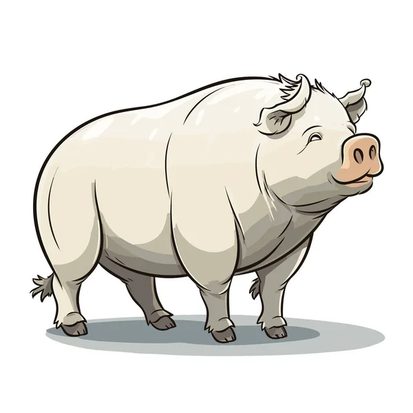 Schwein Hog Handgezeichnete Illustration Zeichentrickfilm Vector Doodle Stil — Stockvektor