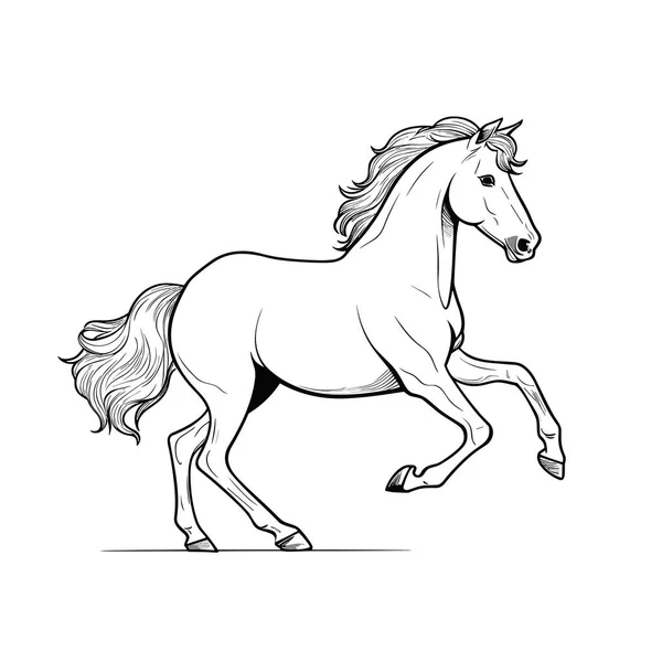 Koń Ręcznie Rysowana Ilustracja Konia Wektor Doodle Styl Kreskówki Ilustracja — Wektor stockowy