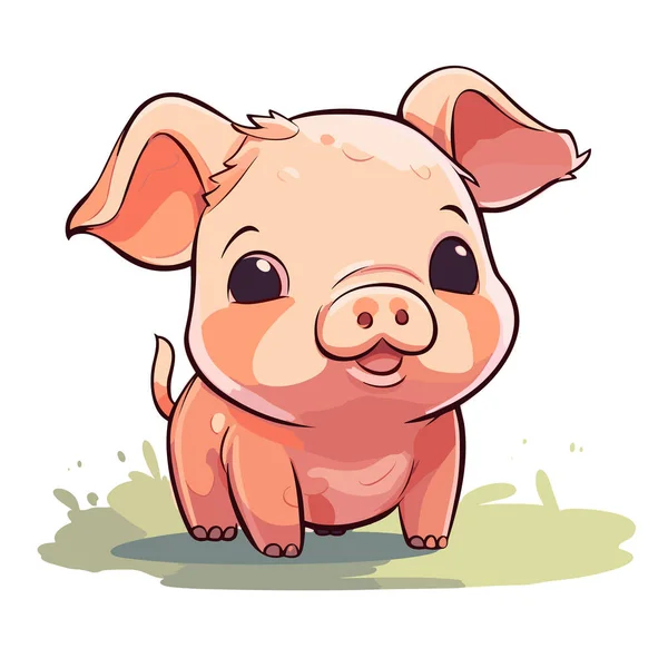 Porco Ilustração Desenhada Mão Porco Vector Doodle Estilo Desenho Animado — Vetor de Stock