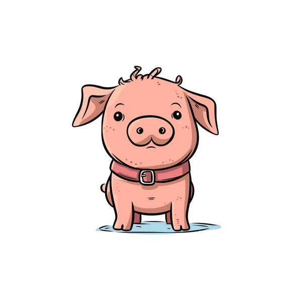 Porco Ilustração Desenhada Mão Porco Vector Doodle Estilo Desenho Animado — Vetor de Stock