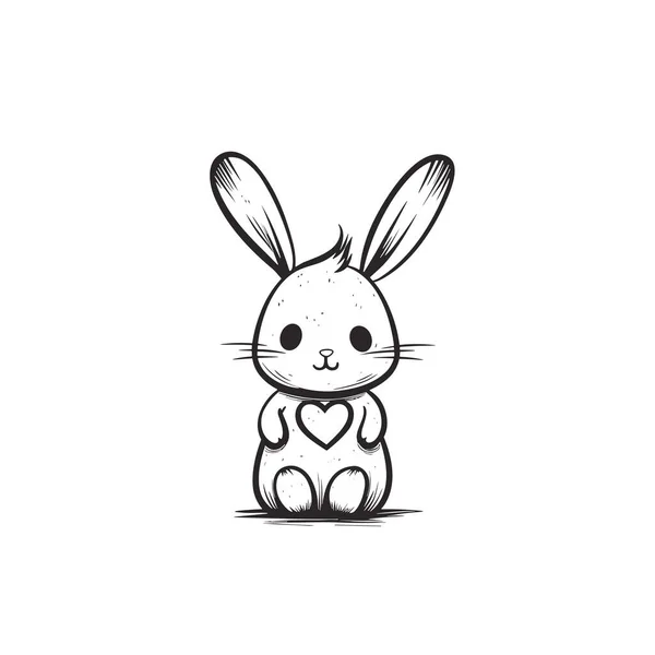 Kanin Rabbit Handritad Illustration Vektor Klotter Stil Tecknad Illustration — Stock vektor