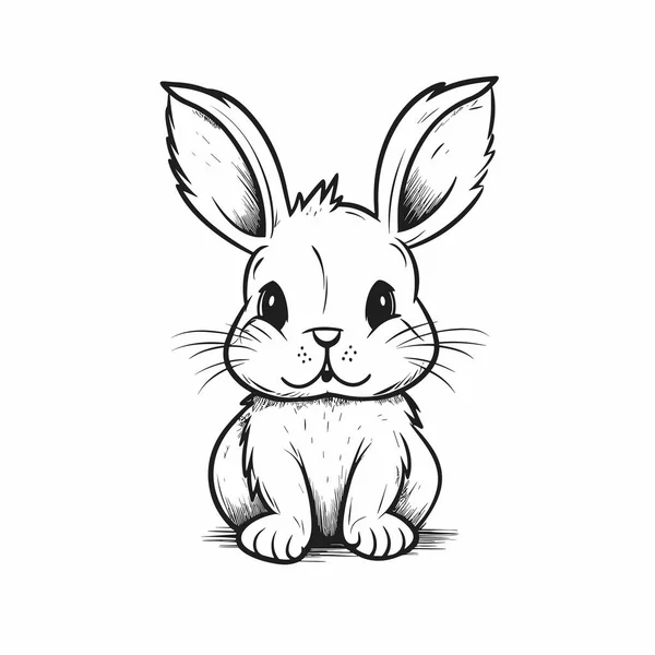 Kaninchen Hase Handgezeichnete Illustration Zeichentrickfilm Vector Doodle Stil — Stockvektor