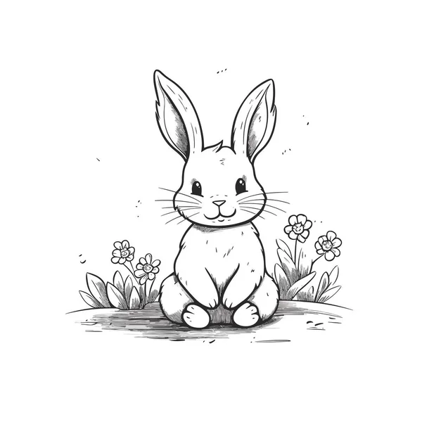 Кролик Ілюстрація Намальована Кроликом Векторний Каракулі Стиль Мультфільм Ілюстрація — стоковий вектор