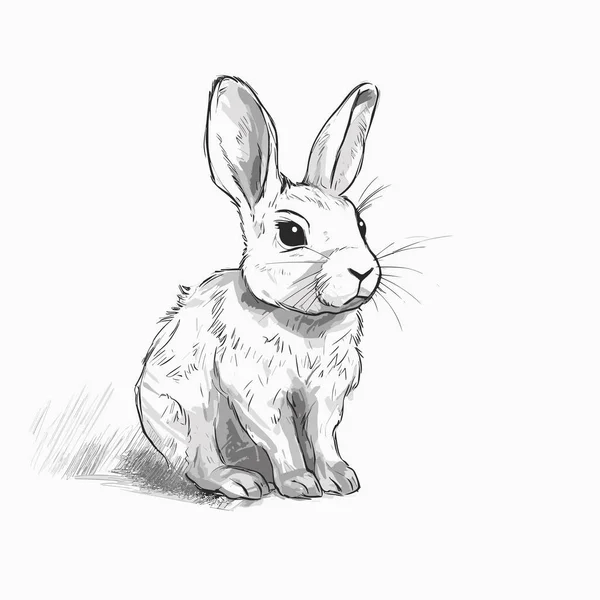 Coelha Rabbit Doe Ilustração Desenhada Mão Vector Doodle Estilo Desenho — Vetor de Stock