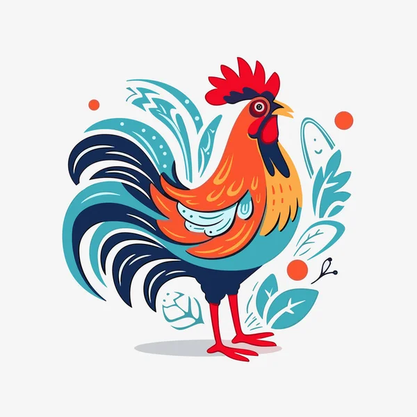 Gallo Illustrazione Disegnata Mano Del Gallo Illustrazione Del Fumetto Stile — Vettoriale Stock